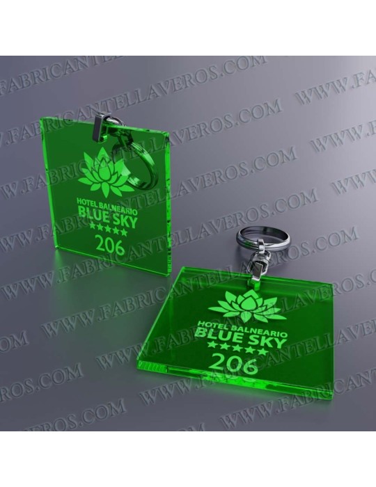 Llaveros Personalizados Azules Fluor Rectangular 50x50 3mm