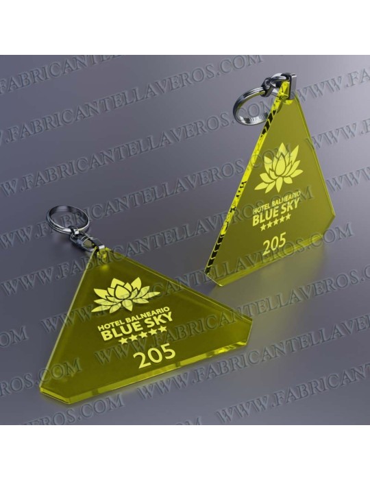 Llaveros Forma Diamante  80x78mm grosor 3mm fluor