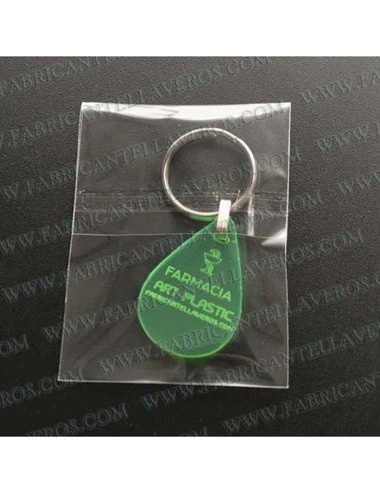 Llaveros Merchandising  gota fluor amarillos grosor 3mm