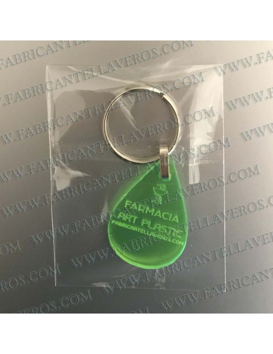 Llaveros Merchandising  gota fluor amarillos grosor 3mm