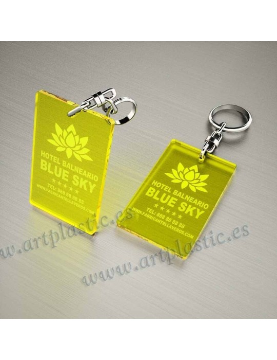 Llaveros Personalizados Rectangulares 80x50 Fluor 3mm