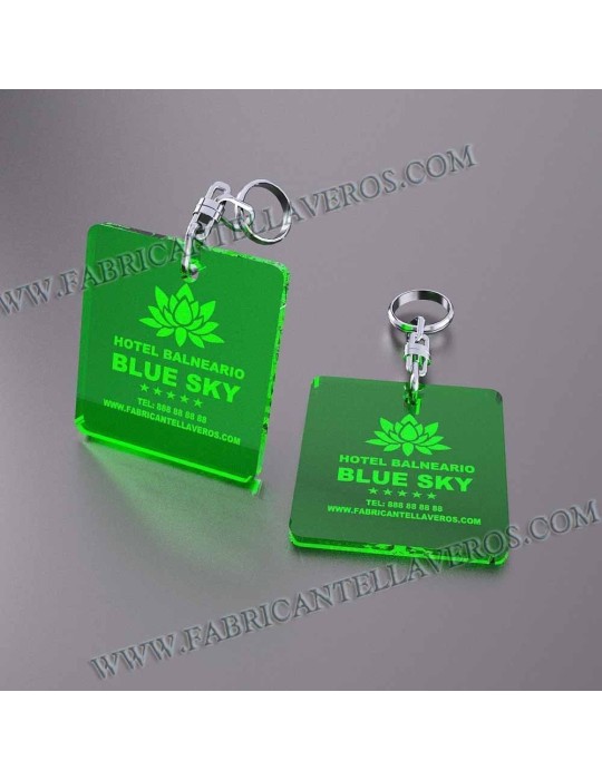 Llaveros Personalizados Azules Fluor Rectangular 50x50 3mm