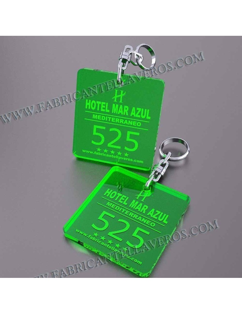 Llaveros Personalizados Azules Fluor Rectangular 50x50 3mm