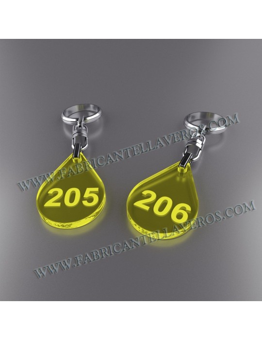 Llaveros Personalizados Gota pequeña azul Fluor 3mm