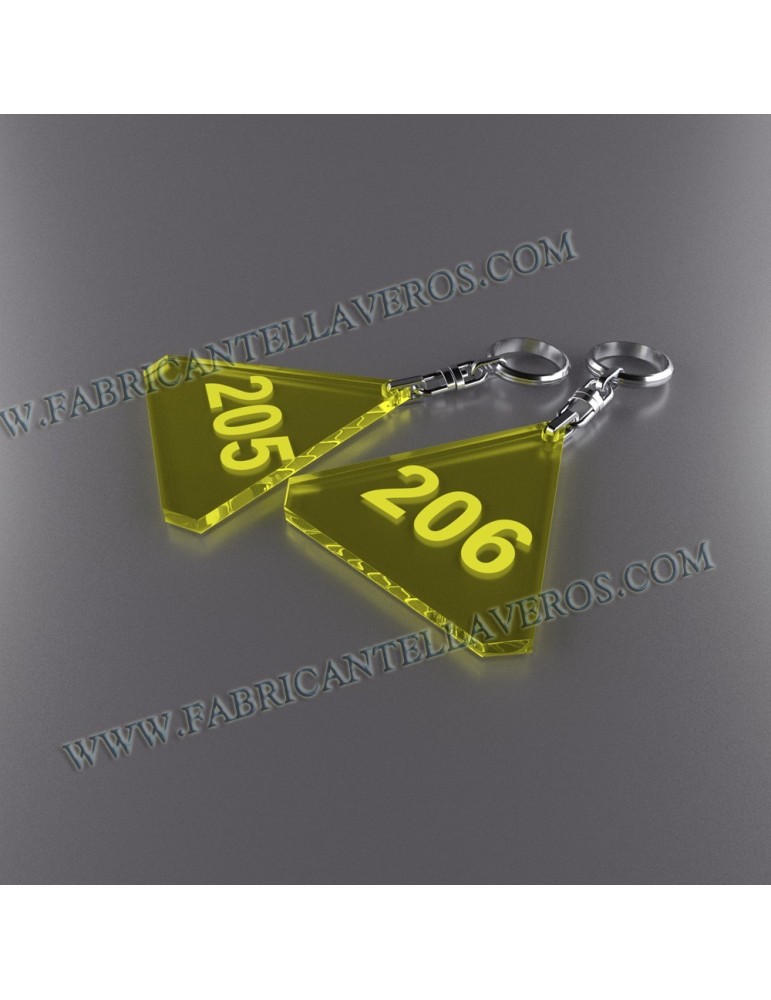 Llaveros Forma Diamante  80x78mm grosor 3mm fluor
