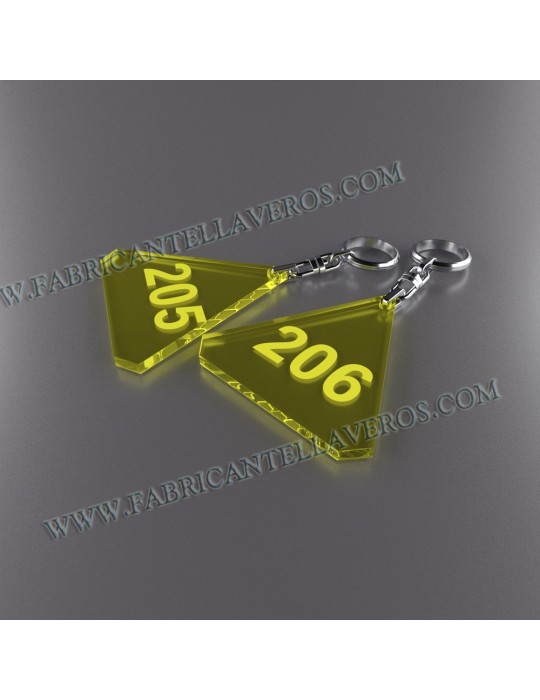 Llaveros Forma Diamante  80x78mm grosor 3mm fluor