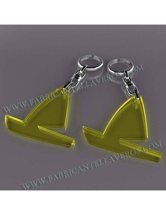 Llaveros Merchandising  barco vela fluor amarillos grosor 3mm