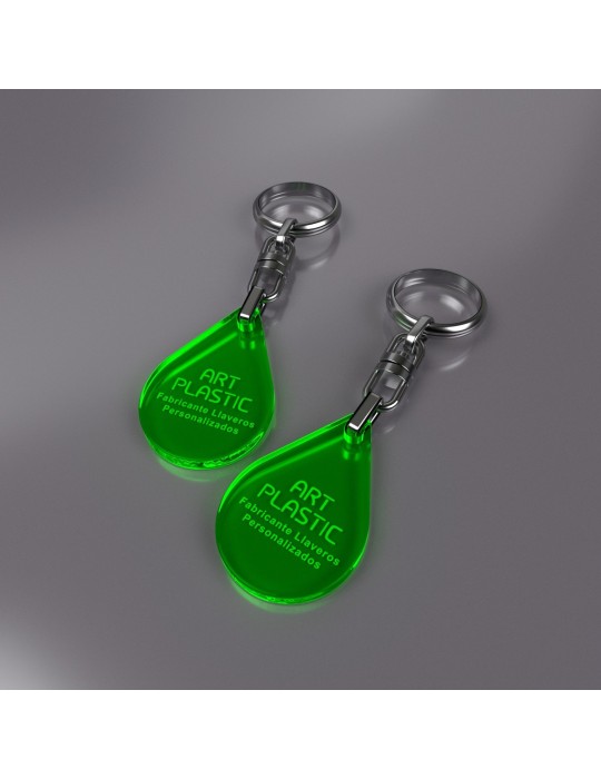 Llaveros Merchandising  gota fluor amarillos grosor 3mm
