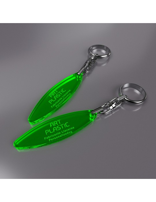 Llaveros Merchandising  elipse fluor amarillos grosor 3mm