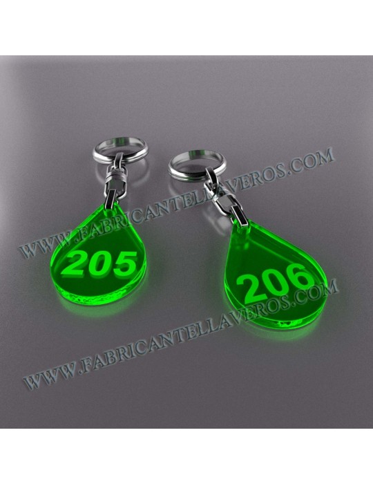 Llaveros Personalizados Gota pequeña Fluor 3mm