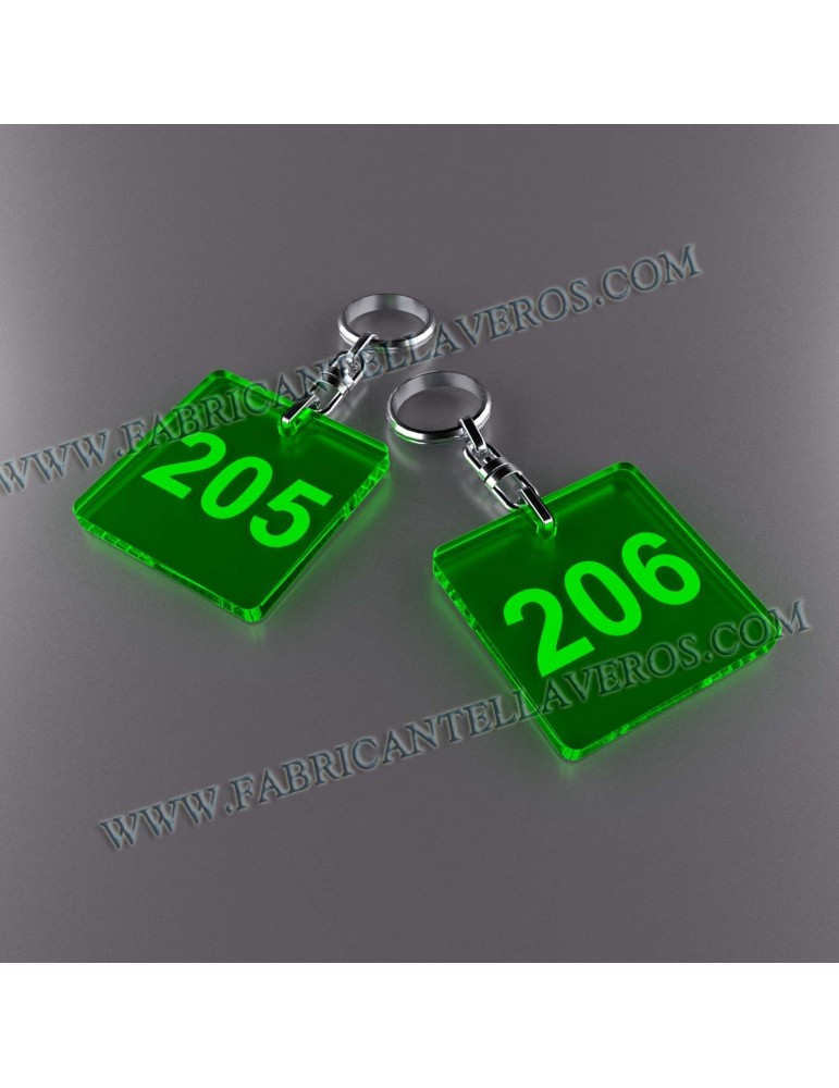 Llaveros Personalizados Azules Fluor Rectangular 50x50 3mm