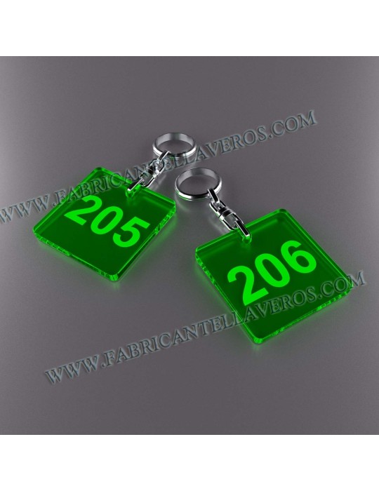 Llaveros Personalizados Azules Fluor Rectangular 50x50 3mm
