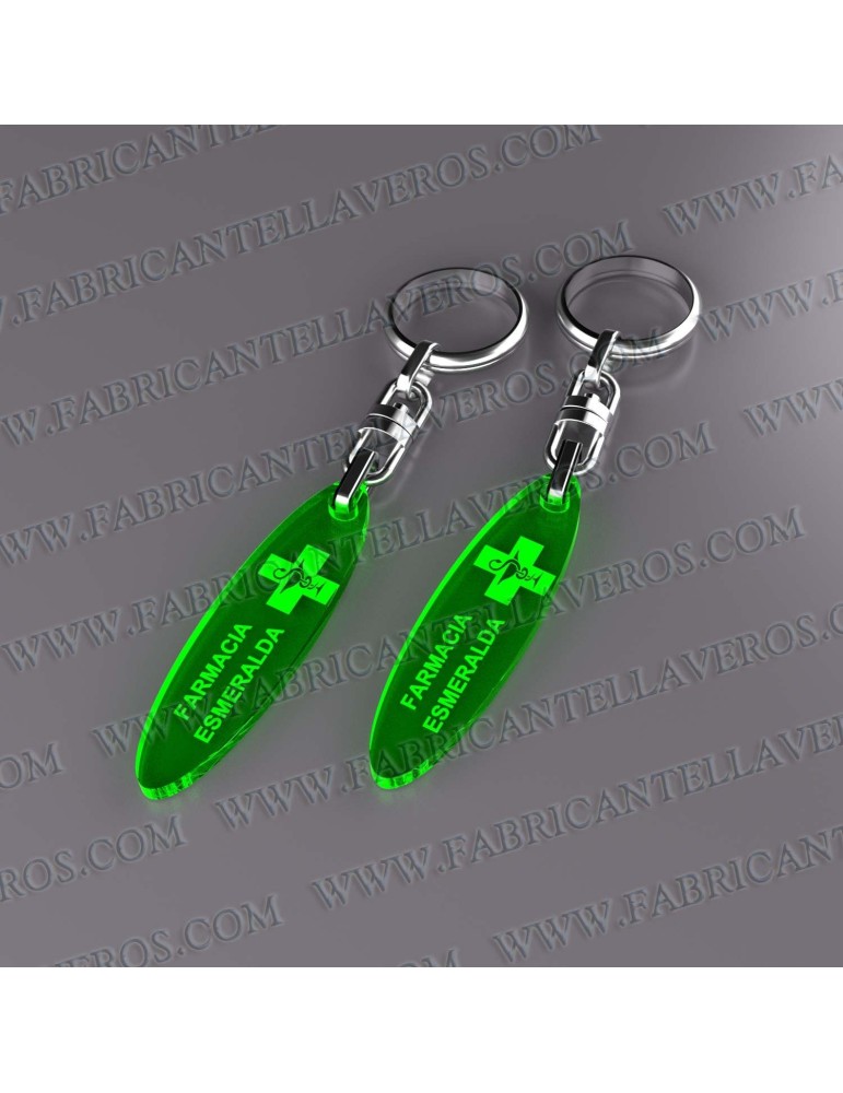 Llaveros Merchandising  elipse fluor amarillos grosor 3mm