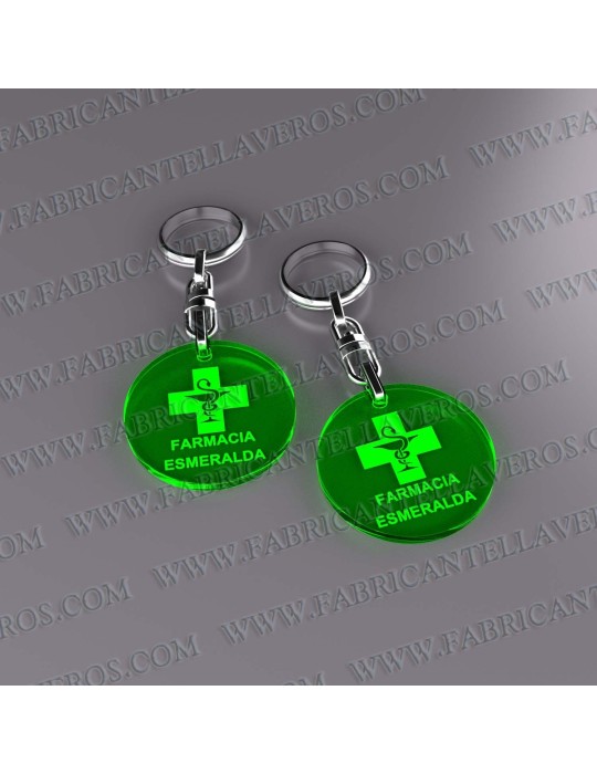 Llaveros 27x40mm Gota Fluor Verde 3mm grosor