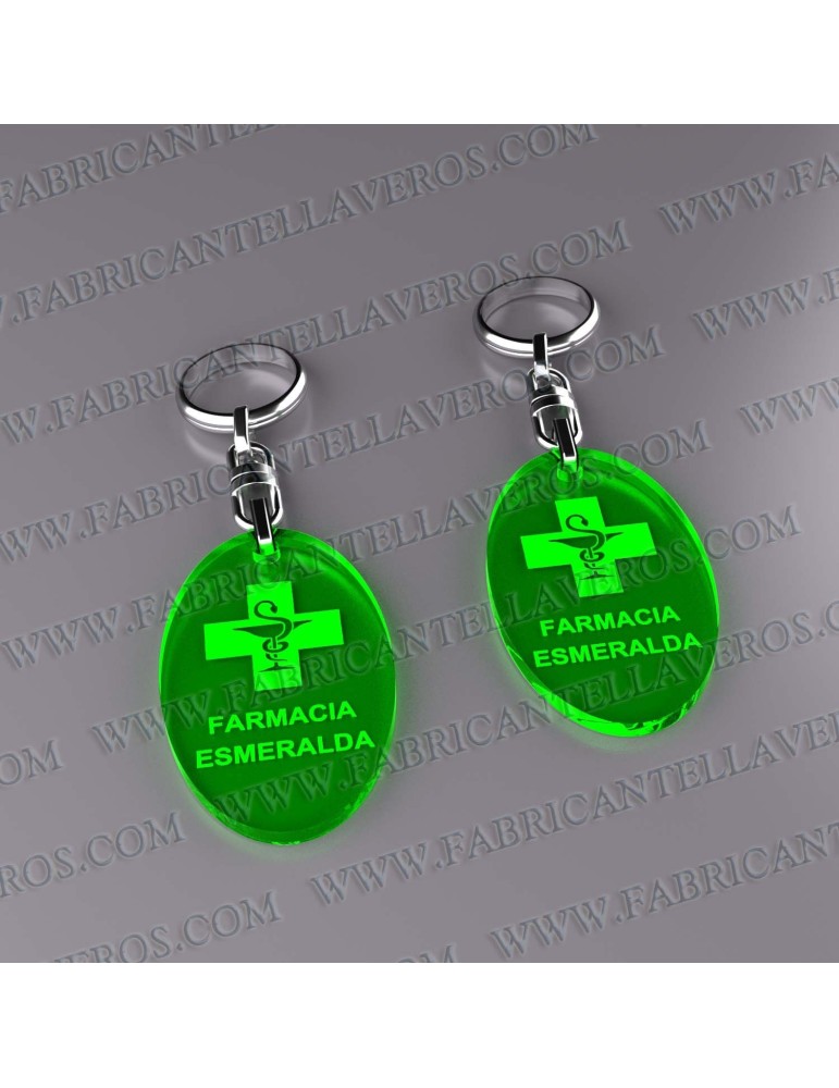 Llaveros 52x32mm Ovalado Fluor Verde 3mm grosor