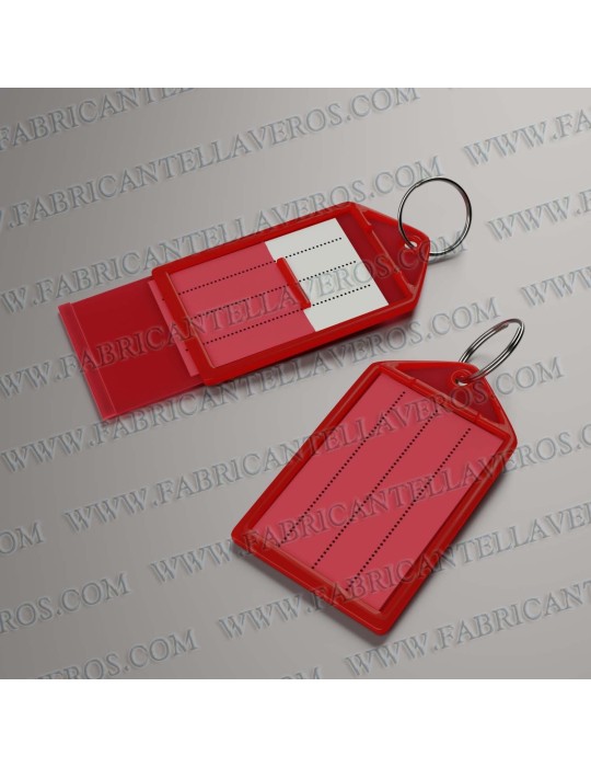 llavero etiqueta azul 73X38 MM