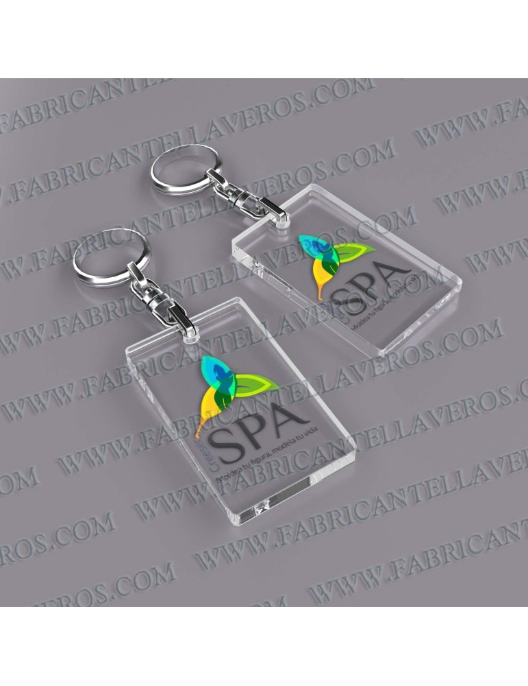 Llaveros Personalizados con Imagen 80x40mm Rectangulares fondo transparente 5mm