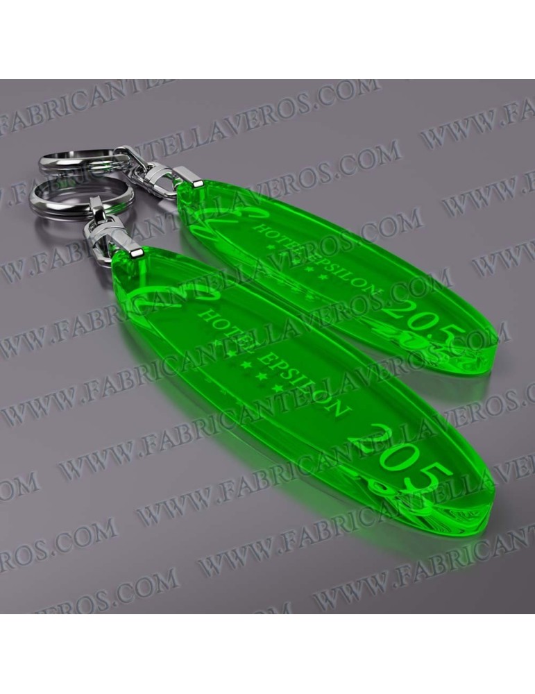 Llaveros Merchandising  elipse fluor amarillos grosor 3mm