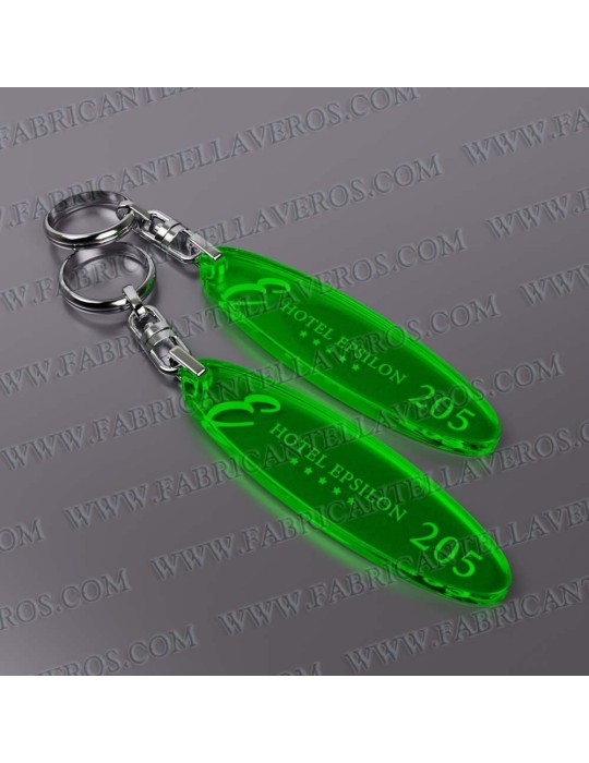 Llaveros Merchandising  elipse fluor amarillos grosor 3mm