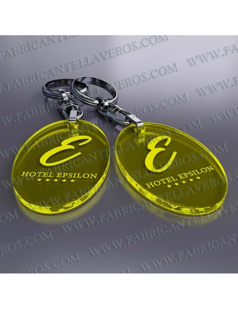 Llaveros Publicitarios Baratos 52x32mm Ovalado Fluor Verde 3mm grosor