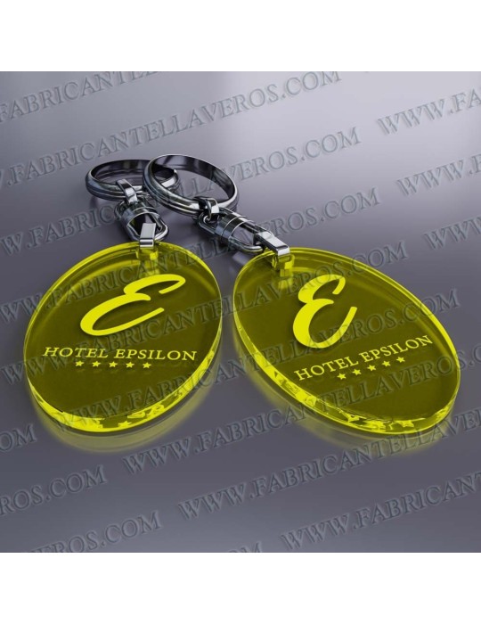 Llaveros Publicitarios Baratos 52x32mm Ovalado Fluor Verde 3mm grosor