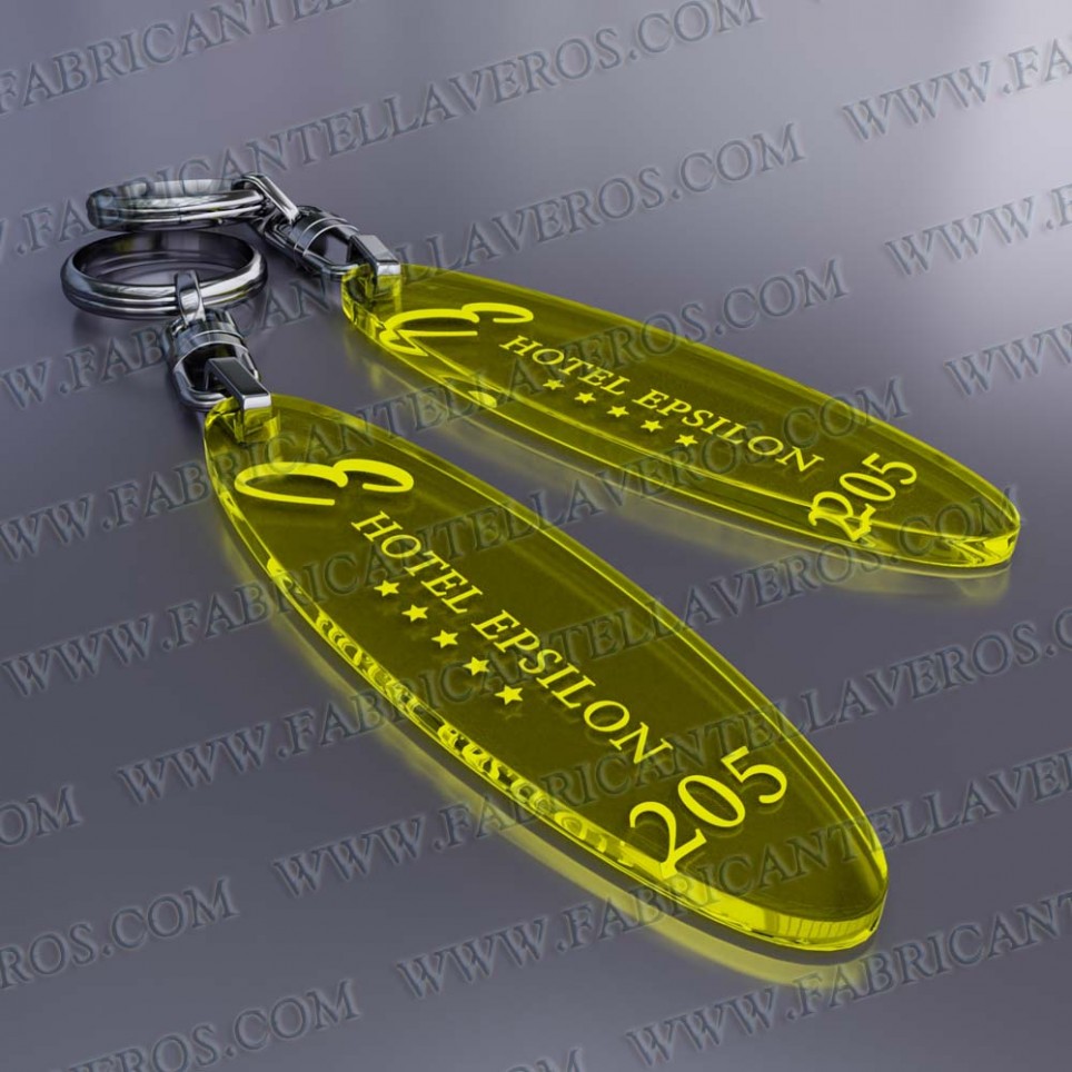 Llaveros Personalizados Elipse amarillo Fluor 3mm
