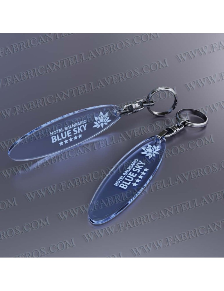 Llaveros Publicitarios Baratos 75x20 Fluor Azul 3mm grosor