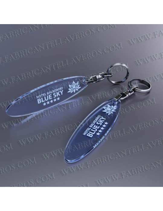 Llaveros Publicitarios Baratos 75x20 Fluor Azul 3mm grosor